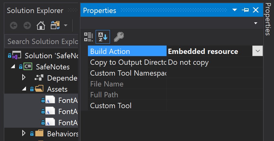 build action - Embedded Resource